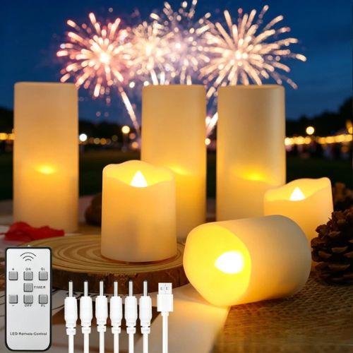 OEM Rechargeable Flameless LED Votive Candles Remote Timer Warm White 6 Pack