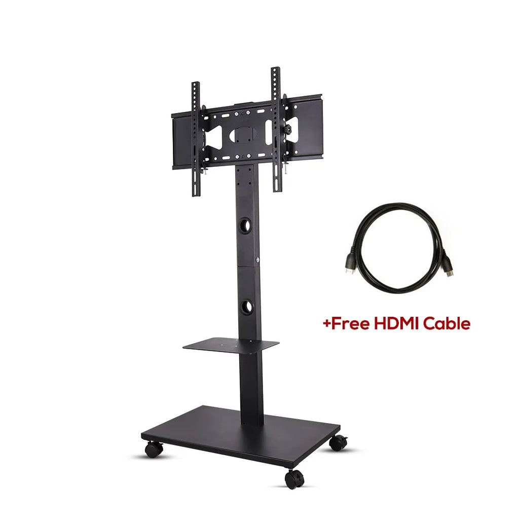 OEM TV Stand Height Adjustable Rolling Tilting Black 32-65 Inch
